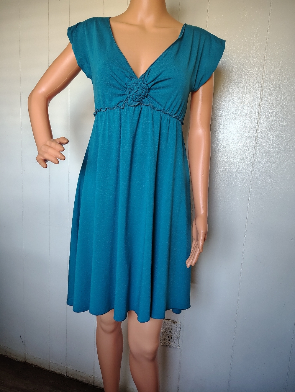 Studio M Teal V-Neck Mini Dress